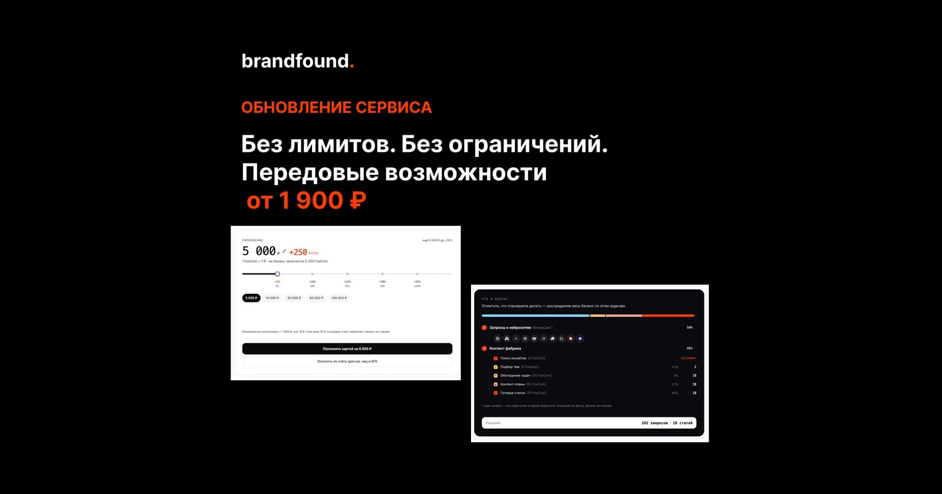 Обновление: без лимитов | без ограничений | передовые возможности от 1900 рублей